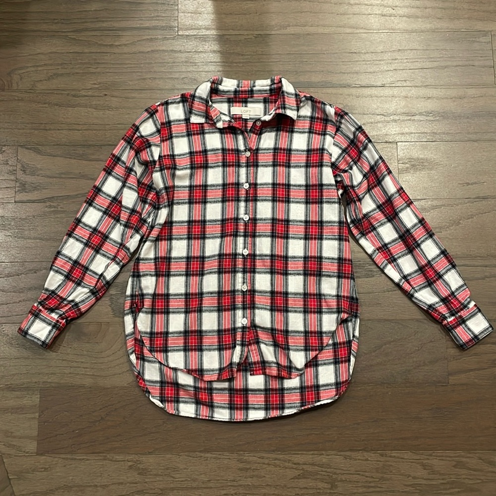 LOFT Black and Red Flannel Button Down Top - Size XS